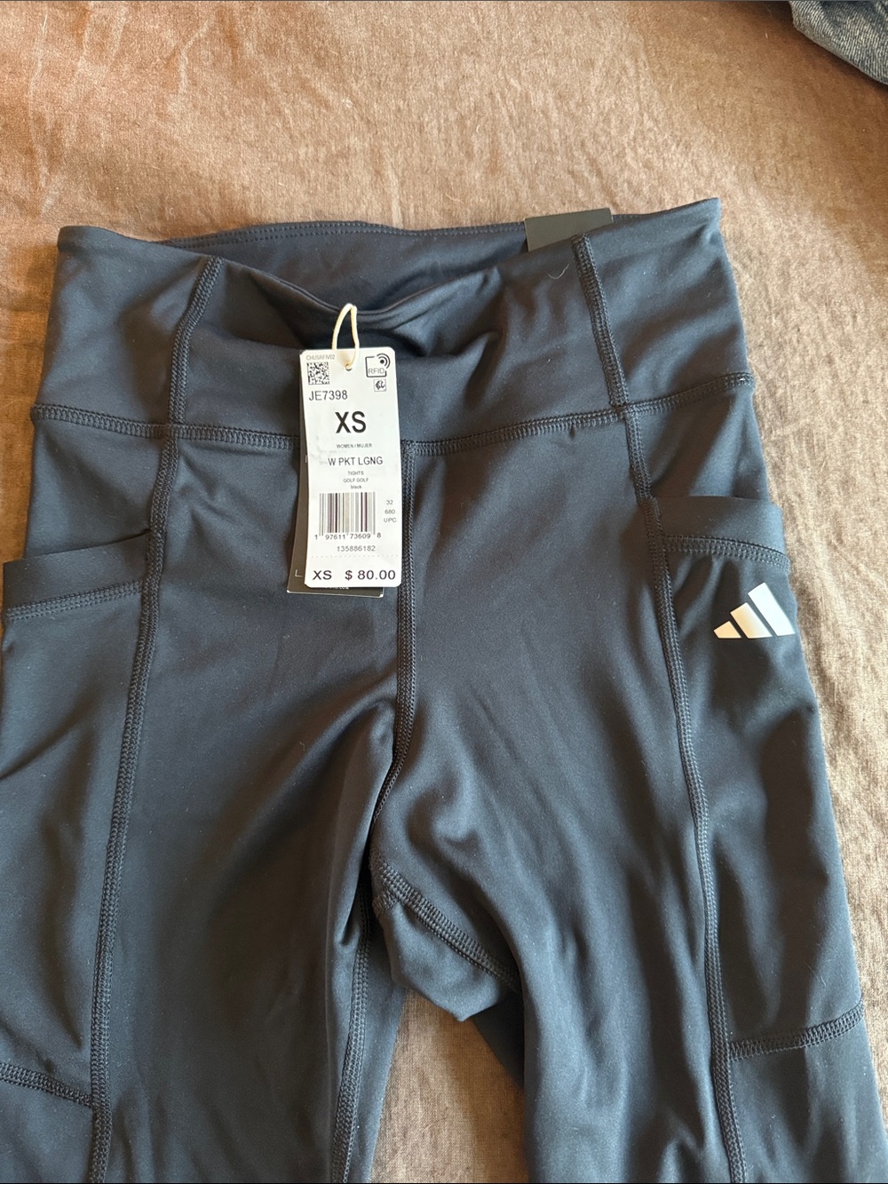 adidas Black Women’s Leggings with Side Pockets - XS NWT